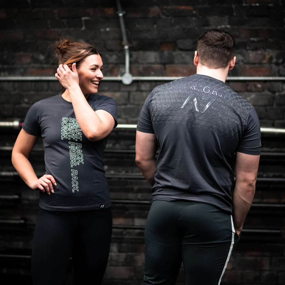 A7 Bar Grip is one-of-a-kind performance shirt with patented silicone grip on the back that is designed to help with slippery commercial benches and bars.