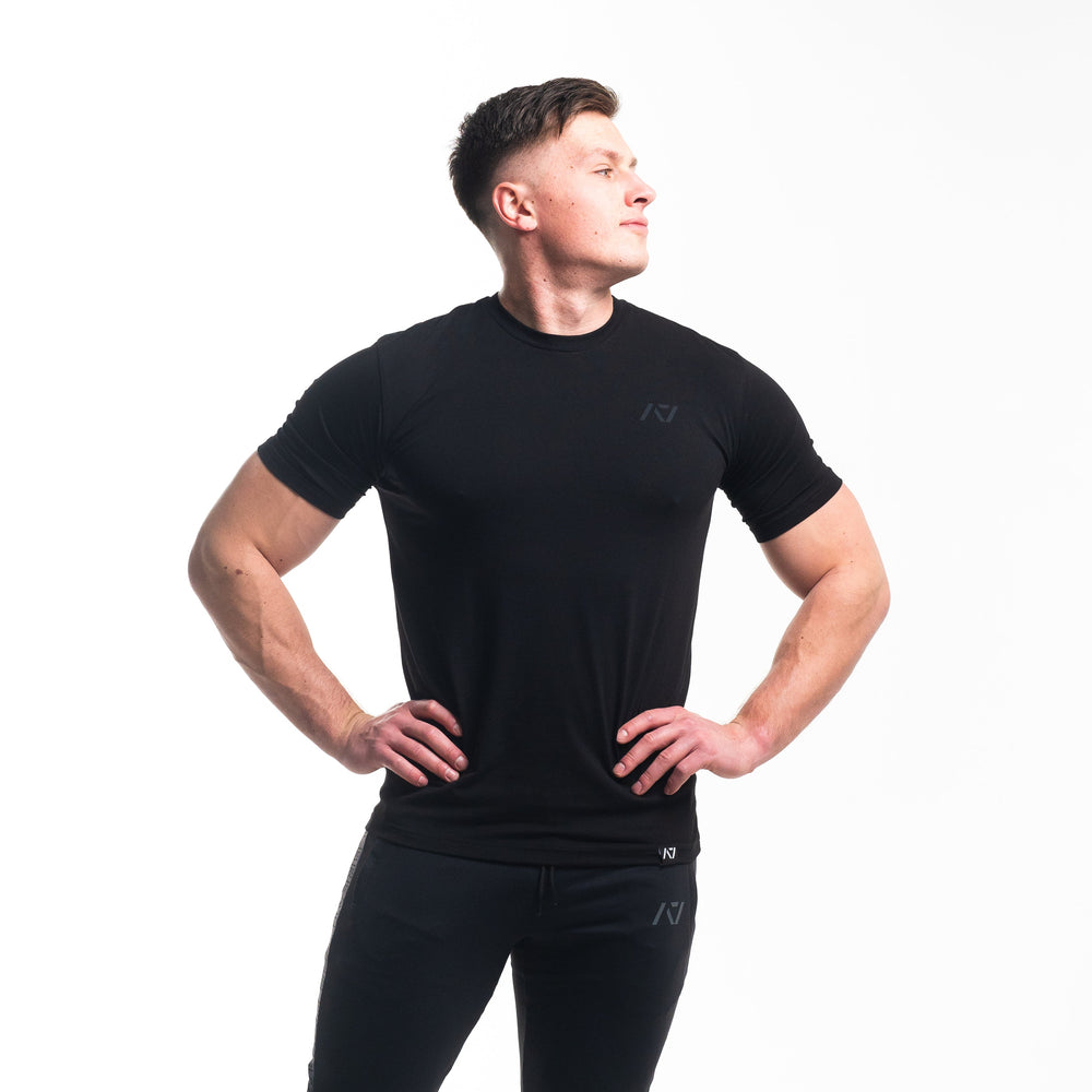 
                      
                        Crest is our classic black on black design. With the Stealth Bar Grip Shirt you can be noticed, yet still, be able to be subtle. The A7 silicone bar grip helps with slippery commercial benches and bars and anchors the barbell to your back. All A7 Powerlifting Equipment shipping to UK, Norway, Switzerland and Iceland.
                      
                    