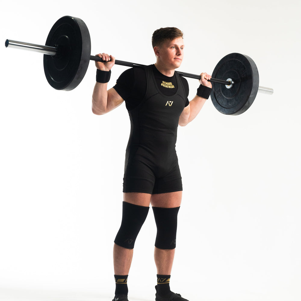 
                      
                        A7 IPF Approved Gold Standard Luno singlet features extra lat mobility, side panel stitching to guide the squat depth level and curved panel design for a slimming look. The Women's cut singlet features a tapered waist and additional quad room. The IPF Approved Kit includes Luno Powerlifting Singlet, A7 Meet Shirt, A7 Zebra Wrist Wraps, A7 Deadlift Socks, Hourglass Knee Sleeves (Stiff Knee Sleeves and Rigor Mortis Knee Sleeves). All A7 Powerlifting Equipment shipping to UK, Norway, Switzerland and Iceland.
                      
                    
